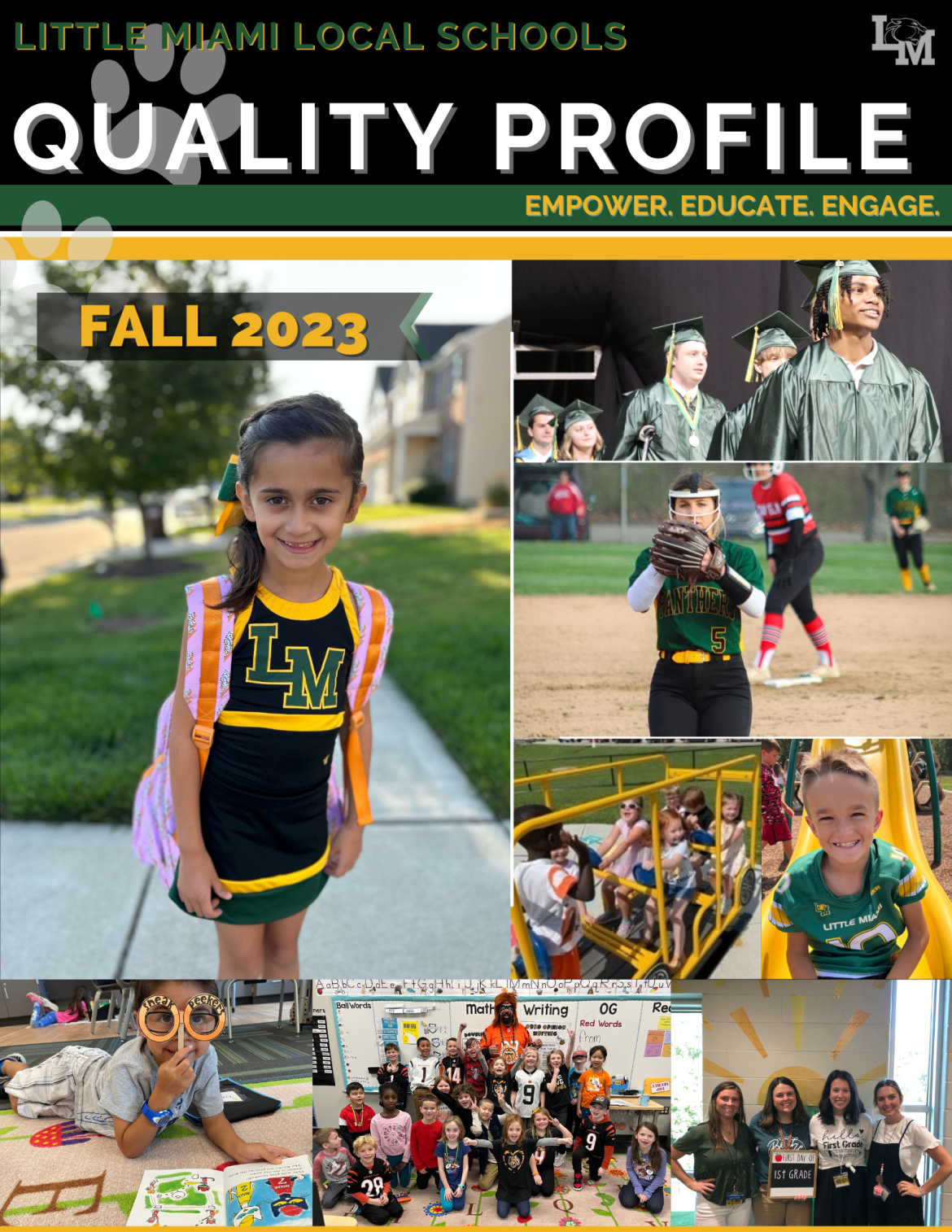 cover page of quality profile- collage of students smiling, graduates smiling